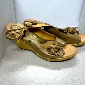 Bolo by Born womens heel/ wedge gold in color shoe. Bin#2
